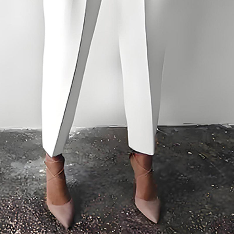 Women’s Solid Color 2-Piece Set – Long Sleeve Top & Pleated Pants Loungewear FitiqueFit