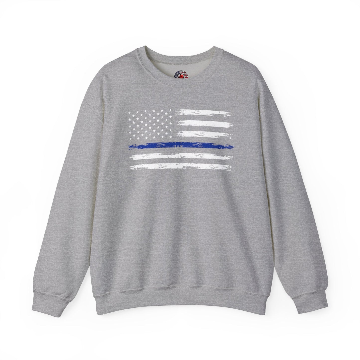 Thin Blue Line American Flag Crewneck Sweatshirt The Devil's Pickle