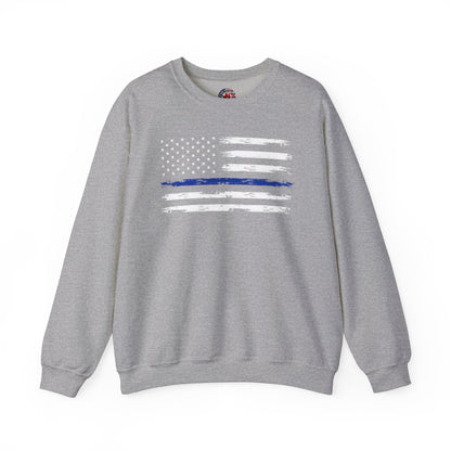 Thin Blue Line American Flag Crewneck Sweatshirt The Devil's Pickle