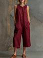 Women's Retro Sleeveless Wide-Leg Cropped Jumpsuit FitiqueFit
