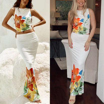 Positioning Flower Sleeveless Dress Two-piece Set See size chart under “more details” The Fashion Celestial