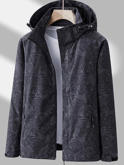 Women'S Outdoor Windbreaker Jacket | Casual Stand Collar, Non-Stretch Fabric, Random Print, Long Sleeve, Zipper Closure, Detachable Hood NovaCart