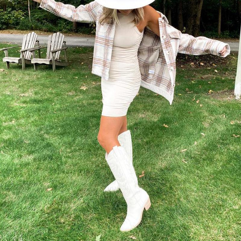 Embroidered Western Cowboy Knee-High Boots - Stylish Cowgirl Chic Country in My Heart