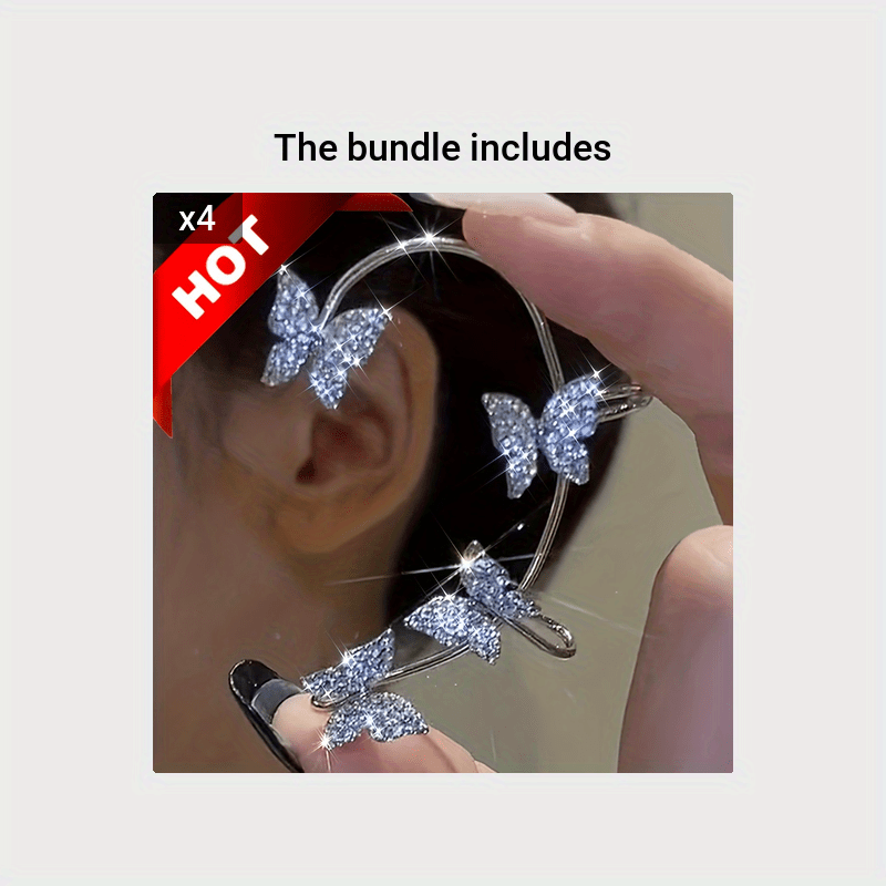 French-style Golden Sparkling Butterfly Luxury Butterfly Earrings NovaCart