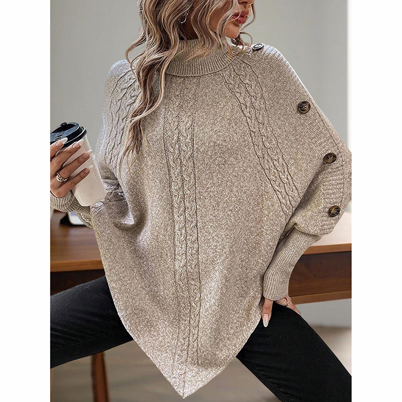 Women's Asymmetry Hem Turtleneck Sweater FitiqueFit