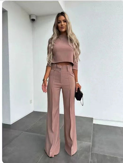Women's Elegant Solid Color Half Sleeve Short Top FitiqueFit
