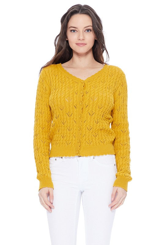 Pointelle Patterned Button Down Sweater Cardigan Shop Style & More | Fresh Looks, Everyday Deals & Free Shipping