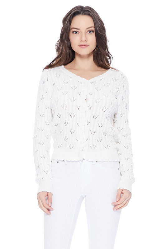 Pointelle Patterned Button Down Sweater Cardigan Shop Style & More | Fresh Looks, Everyday Deals & Free Shipping