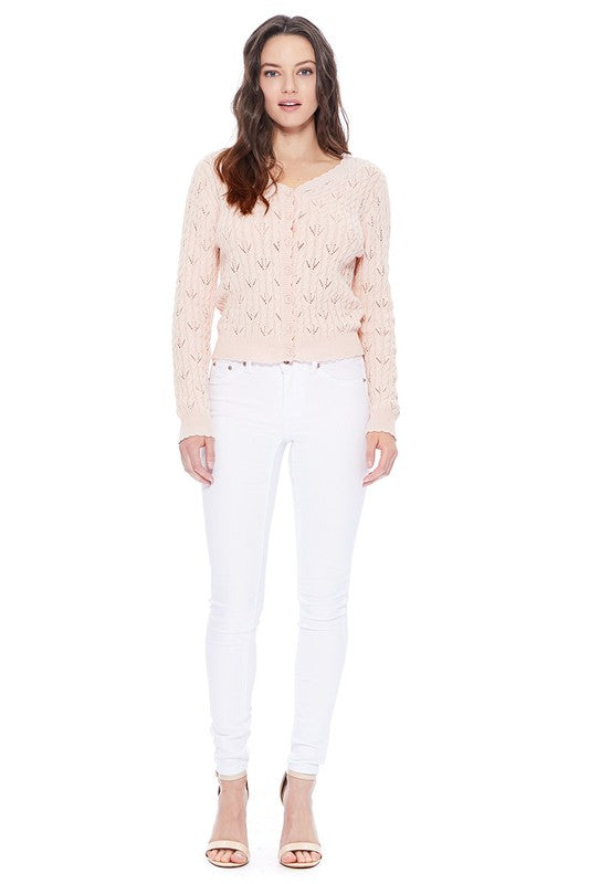Pointelle Patterned Button Down Sweater Cardigan Shop Style & More | Fresh Looks, Everyday Deals & Free Shipping
