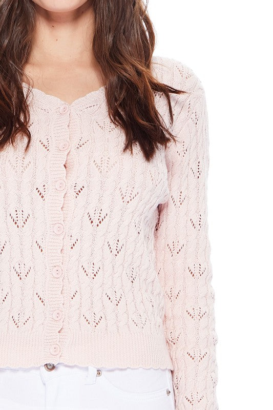 Pointelle Patterned Button Down Sweater Cardigan Shop Style & More | Fresh Looks, Everyday Deals & Free Shipping