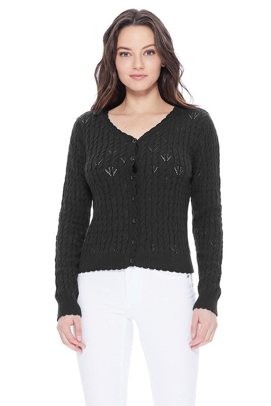 Pointelle Patterned Button Down Sweater Cardigan Shop Style & More | Fresh Looks, Everyday Deals & Free Shipping