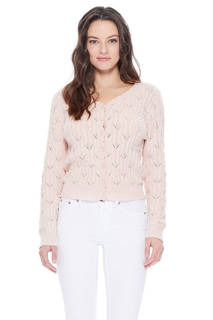 Pointelle Patterned Button Down Sweater Cardigan Shop Style & More | Fresh Looks, Everyday Deals & Free Shipping