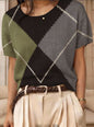 Women's Retro Short-Sleeve Jacquard Knit Top FitiqueFit