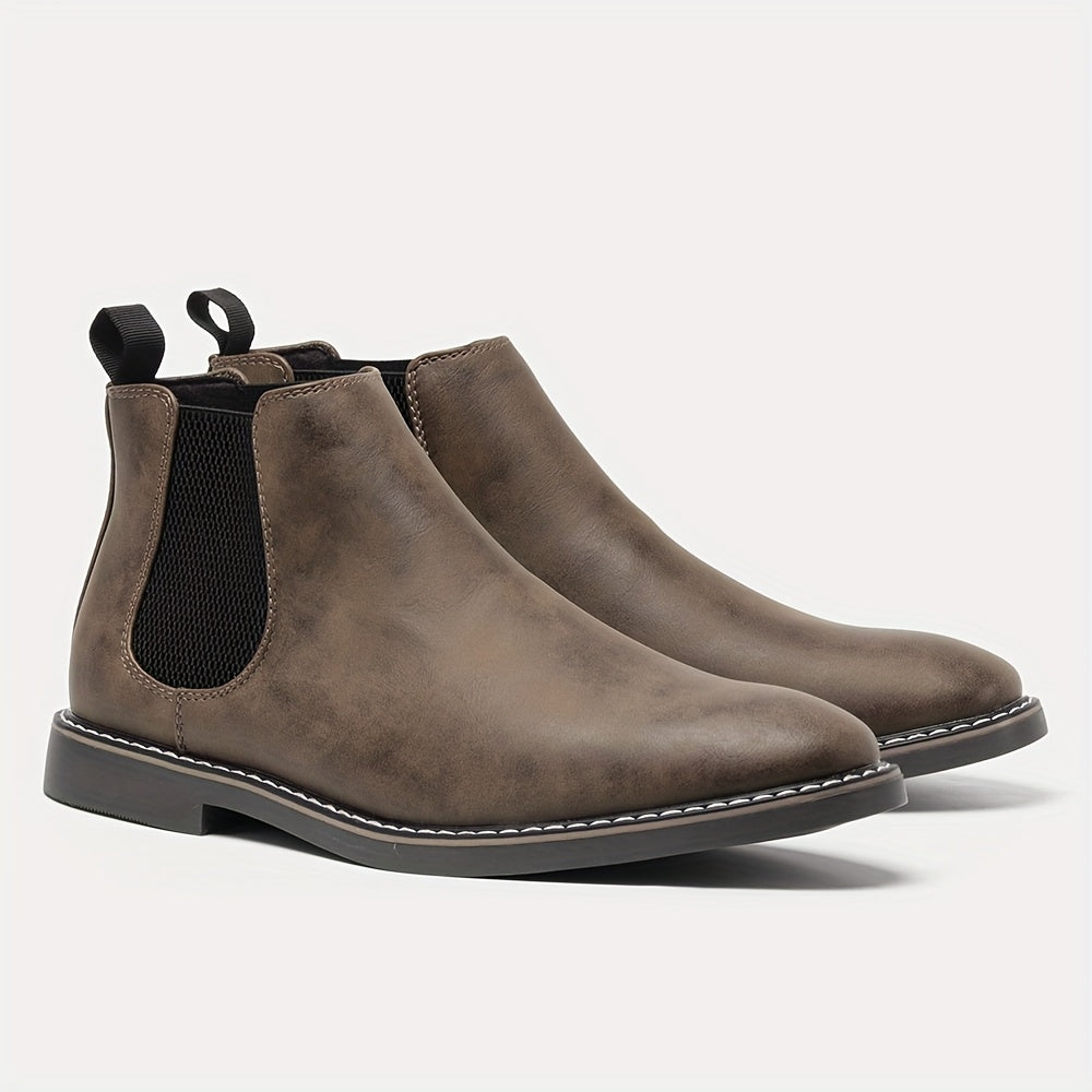 Men'S Chelsea Ankle Boots - Size 40-46, Brown Faux Cover with Black Elastic Band, Pointed Toe, TPR Sole, Ideal for Casual Wear and Vacation NovaCart