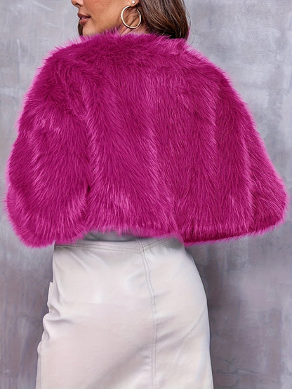 Elegant Faux Fur Cropped Jacket