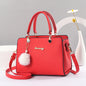 Solid Color Faux Leather Shoulder Bag - Detachable Strap, Zip Closure, Multi-Layer Crossbody Design, Polyester Lining, Fade-Resistant, Pom-Pom Pendant - The Perfect Holiday Gift for Valentine'S Day, Mother'S Day NovaCart