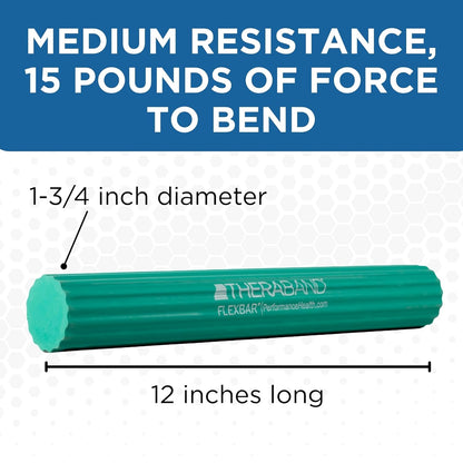Flexbar, Tennis Elbow Therapy Bar, Relieve Tendonitis Pain & Improve Grip Strength, Resistance Bar for Golfers Elbow & Tendinitis, Green, Medium, Intermediate