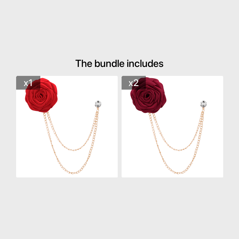 Men's Wedding Ceremony Groom Handmade Rose Chain Brooch NovaCart