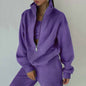 Women's 2-Piece Zip Neck Long Sleeve Sweatshirt & Slim Fit Pants Set FitiqueFit