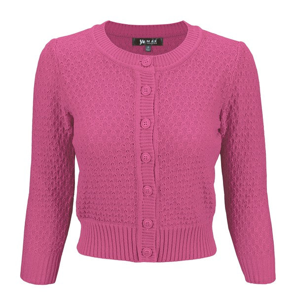 Cute Pattern Cropped Cardigan Sweater  3/4 Sleeve Shop Style & More | Fresh Looks, Everyday Deals & Free Shipping