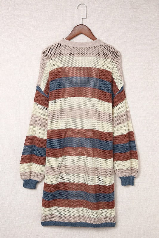 Stripe Colorblock Hollow-Out Cardigan Shop Style & More | Fresh Looks, Everyday Deals & Free Shipping