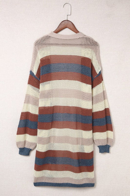 Stripe Colorblock Hollow-Out Cardigan Shop Style & More | Fresh Looks, Everyday Deals & Free Shipping
