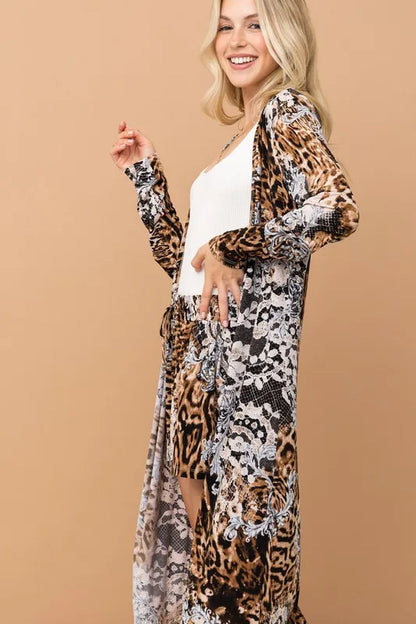 And The Why Animal Print Kimono and Shorts Set New Era Fashion LLc