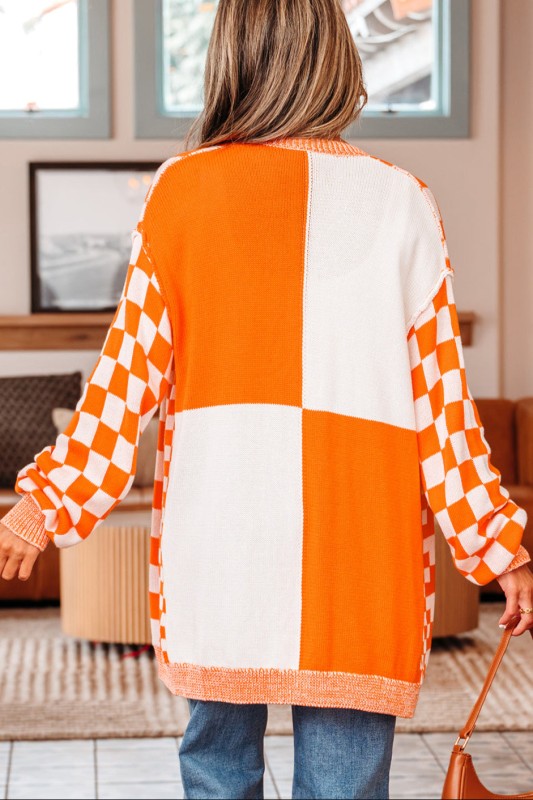Checker Open Front Drop Shoulder Cardigan Shop Style & More | Fresh Looks, Everyday Deals & Free Shipping