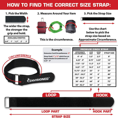 Premium Cinch Straps with Stainless Steel Metal Ring (Buckle), Reusable Durable Hook and Loop, Multipurpose Securing Straps 3/4" X 8" - 8 Pack plus 2 Bonus Origional Cinch Straps