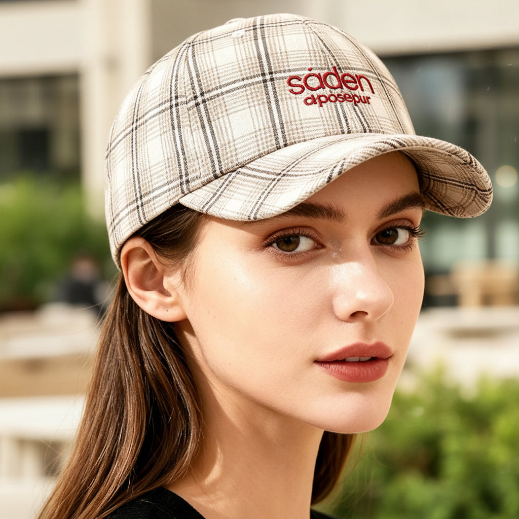Women's Striped Checkered Embroidered Baseball Cap – 4 Colors FitiqueFit
