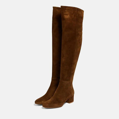 Desert Rose Suede Over the Knee Boots for Cowgirl Fashion - Comfortable & Stylish Country in My Heart
