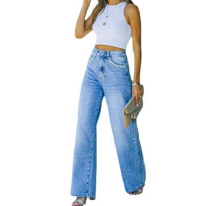"Ava" Petal Pocket Wide-Leg Denim Jeans Country in My Heart