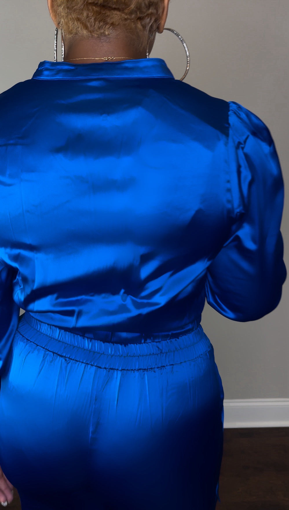 Blue Satin Cargo Jogger Set The Bella Noire Store