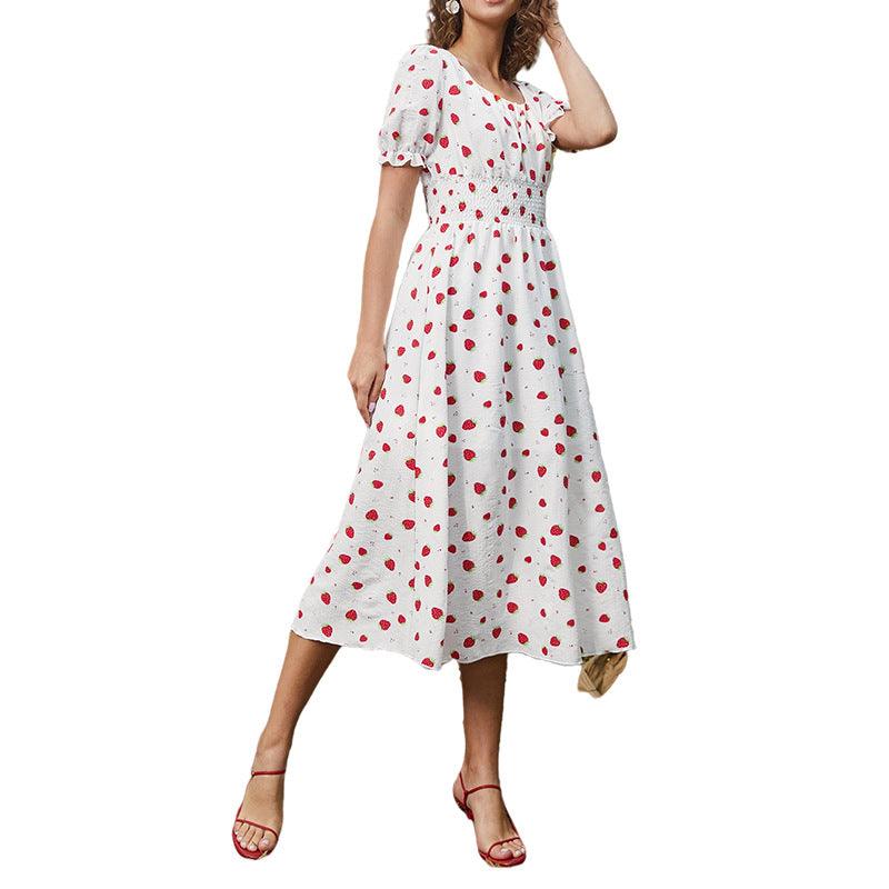 Strawberry Fields Summer Dress - Playful Floral Chiffon Dress for Women Country in My Heart