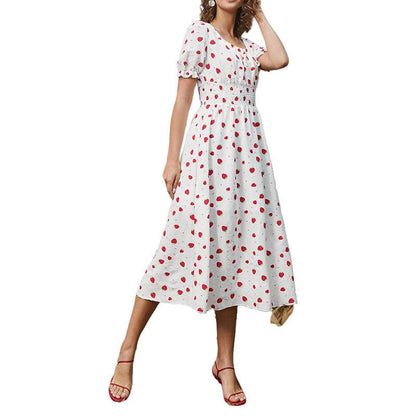 Strawberry Fields Summer Dress - Playful Floral Chiffon Dress for Women Country in My Heart