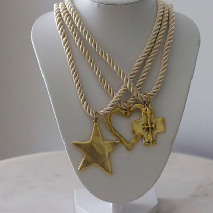 Silk Cord Pendant Necklace 24K Gold Plated Deep South Originals