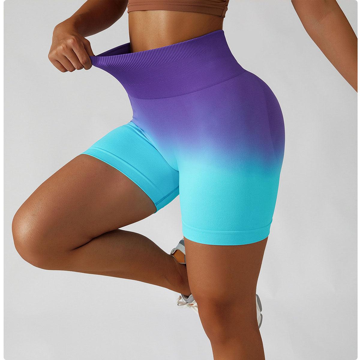 Gradient High-Waisted Yoga Shorts for Cowgirl Fitness | Seamless Activewear for Yoga, Running Country in My Heart