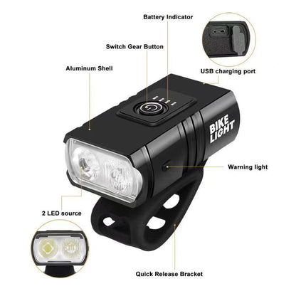 Rechargeable bicycle cycling night light USB light T6 light Strong flashlight Mountain bike front and rear light accessories