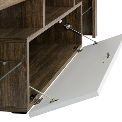 20 minutes quick assembly brown simple modern TV stand cabinet Brown + whiteTV bracket