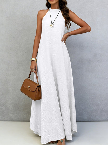 Women's Ice Silk Crinkle Sleeveless Swing Maxi Dress FitiqueFit