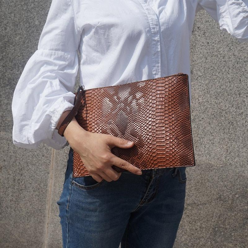Python Luxe Clutch - Stylish Simulated Leather Clutch for Sophisticated Women Country in My Heart