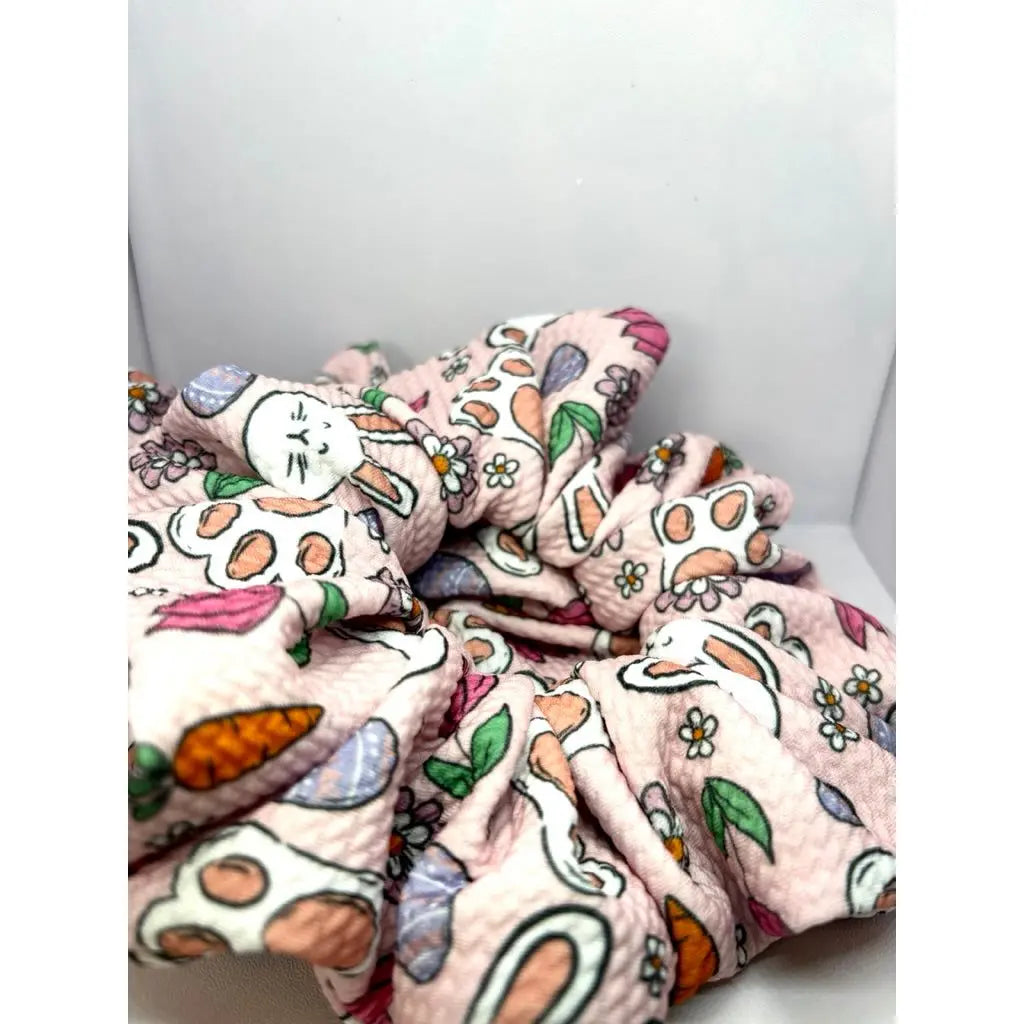 Pink Floral Bunny Easter Bullet Scrunchie Enchanted Scrunch