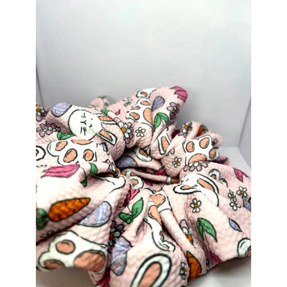 Pink Floral Bunny Easter Bullet Scrunchie Enchanted Scrunch