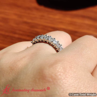 1 Carat Nine Stone Emerald Cut Wedding Band Fascinating Diamonds