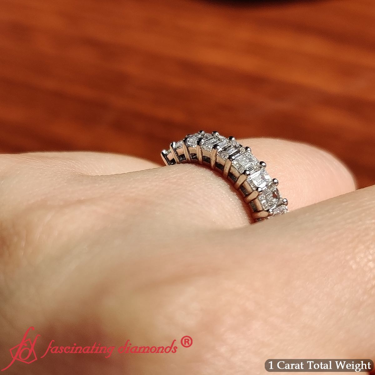 1 Carat Nine Stone Emerald Cut Wedding Band Fascinating Diamonds