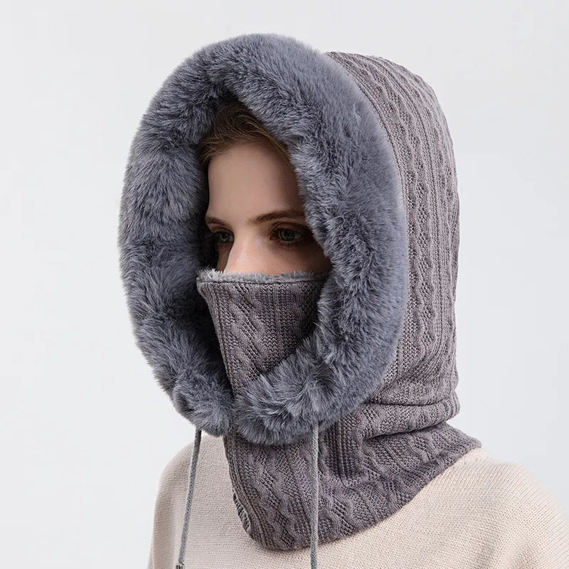 Thicken Knitted Fleece One-Piece Winter Scarf Mask ViralGalleria.com