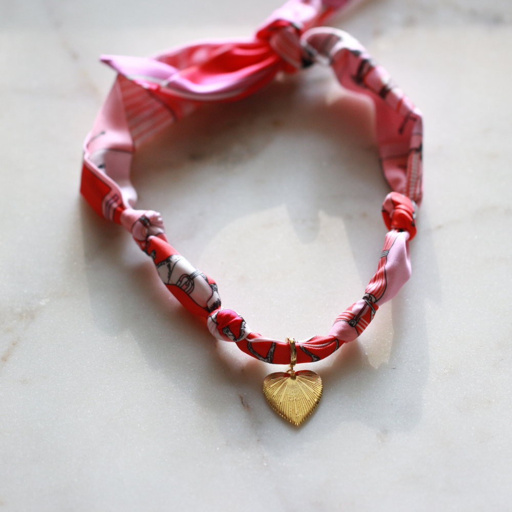 Scarf Necklace ~ Pink Horse Pattern Deep South Originals
