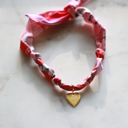 Scarf Necklace ~ Pink Horse Pattern Deep South Originals