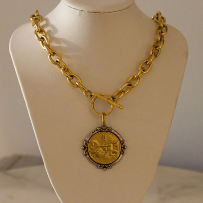 Neptune Coin Necklace - 24k Gold Plated Pewter Deep South Originals