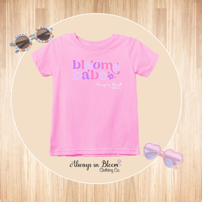 Girls Graphic Tee - Bloom Babe - Pink Always In Bloom Clothing Co